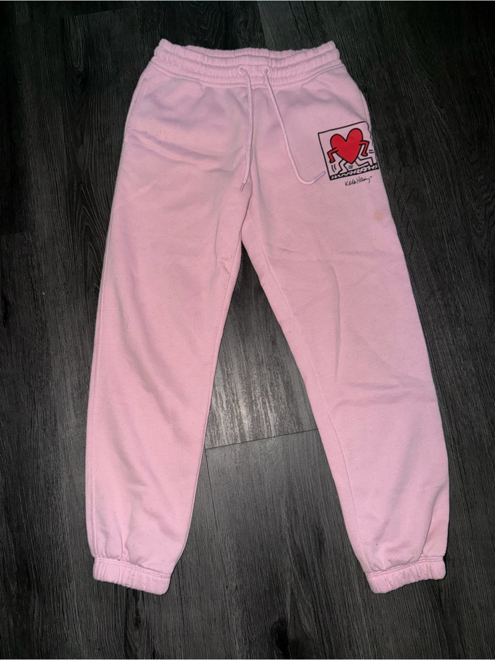 Kids Pink Sweatpants with Heart Graphic